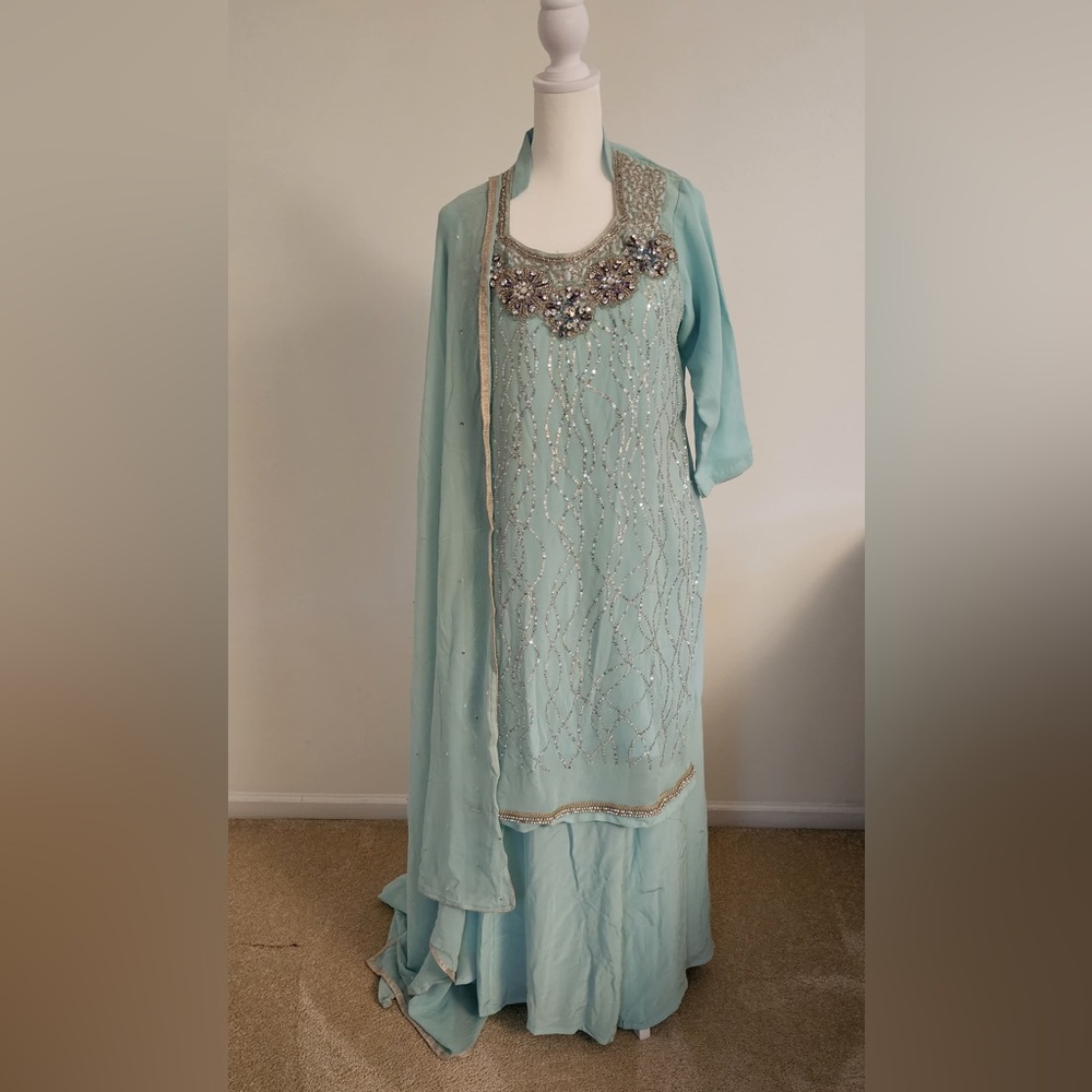 Elegant Light Blue Embellished Salwaar